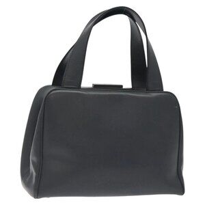 PRADA Hand Bag Leather Gray Auth SW1011